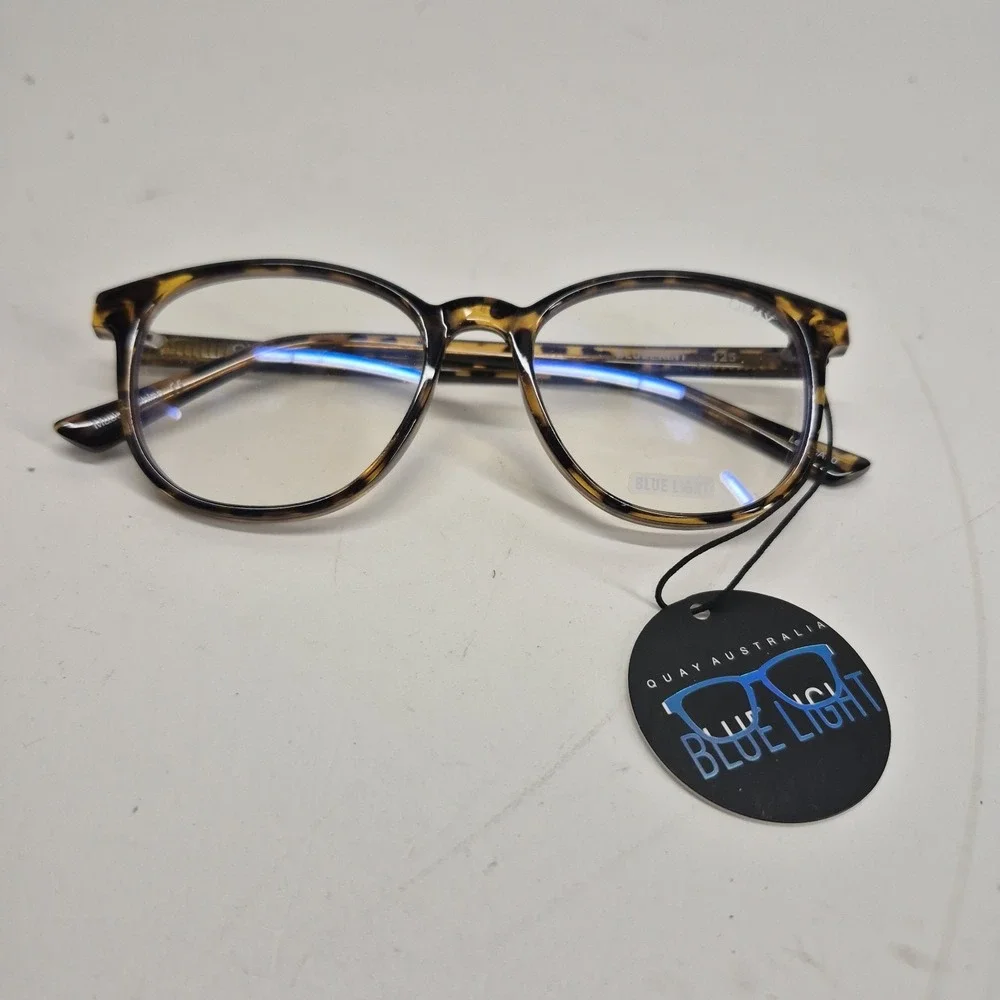 QUAY Eyeglasses Blueprint 125 Series Brown Tortoise Frame Blue Light Lens